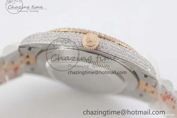 MiroTime 1229 Affordable Datejust 41 SS RG Full Diamonds TWF 1:1 Best Edition Arabic Markers Dial on Jubilee Bracelet A 2385